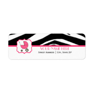 Baby Shower Label - Zebra Print And Hot Pink