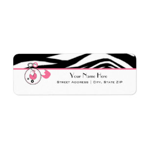 Baby Shower Label - Zebra Print & Diaper Pin