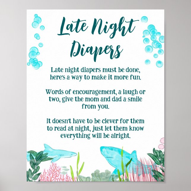 Baby Shower Late Night Diaper Sign (Front)