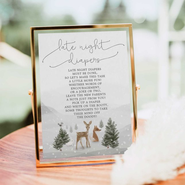 Baby Shower Late Night Diapers Sign Boho Woodland (Creator Uploaded)