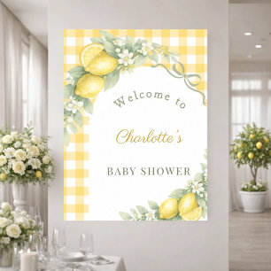 Baby Shower lemons gingham bow welcome Poster