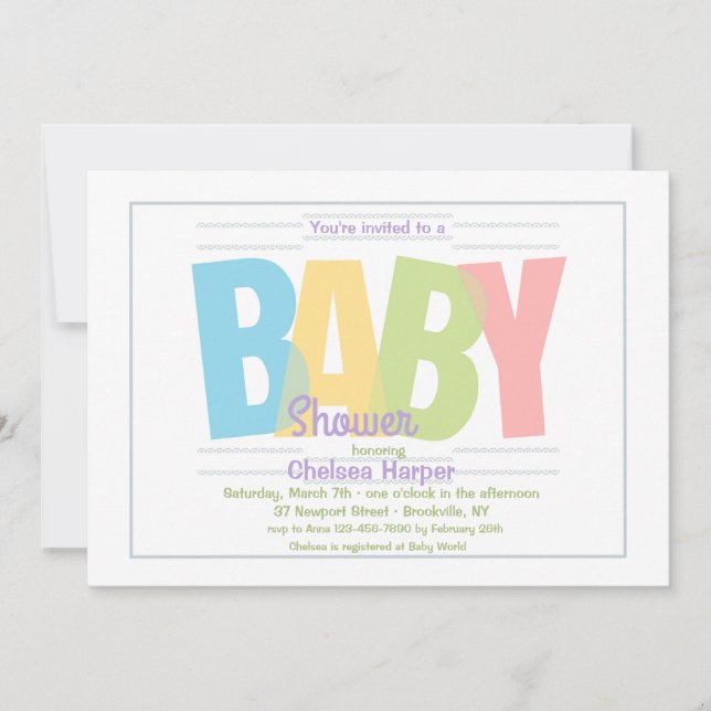 Baby Shower Letters Invitation (Front)