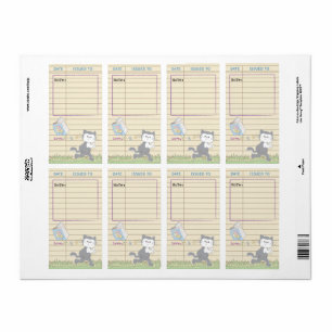 Baby Shower Library Book Bookplate Sheet of 8/Blue