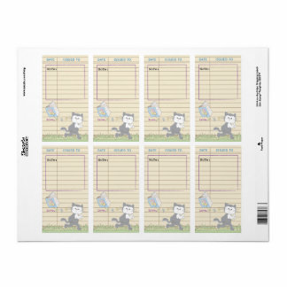 Baby Shower Library Book Bookplate Sheet of 8/Blue