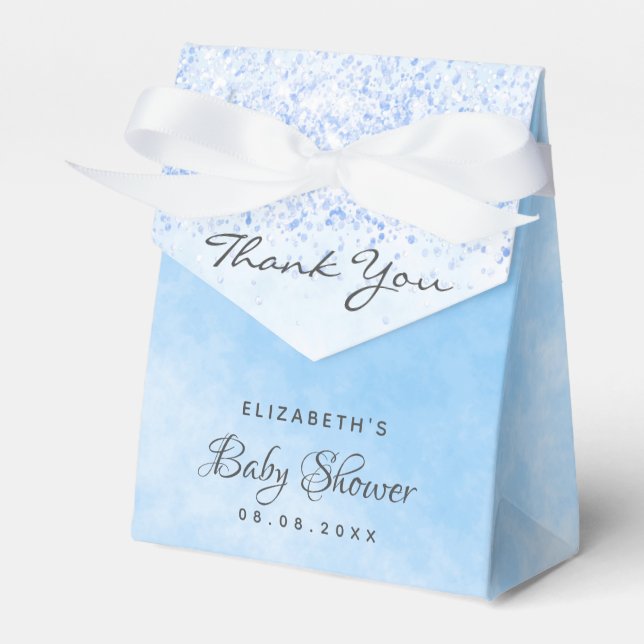Baby Shower light blue boy thank you Favour Box (Front Side)