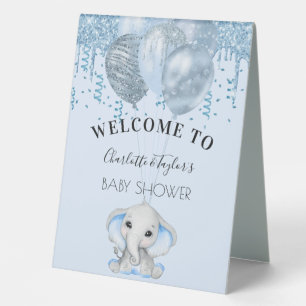 Baby Shower light blue elephant boy balloons