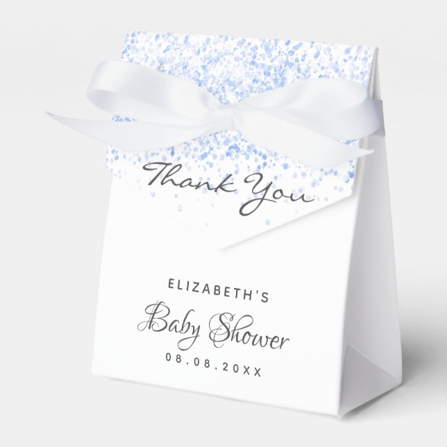 Baby Shower light blue glitter boy thank you  Favour Box (Front Side)