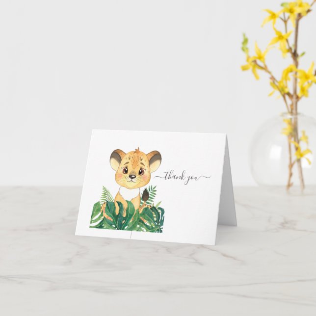  Baby Shower Lion Jungle Watercolor  Card (Yellow Flower)