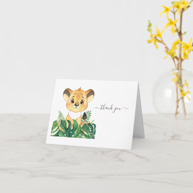  Baby Shower Lion Jungle Watercolor  Card (Yellow Flower)