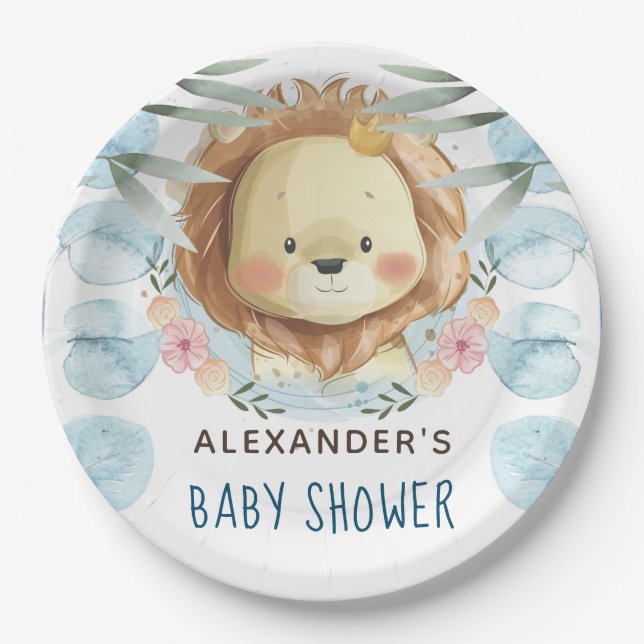 Baby Shower Lion Personalised Paper Plate (Front)