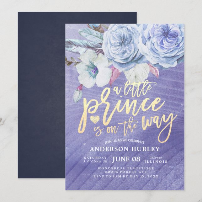 Baby Shower little prince is on the way Invitation (Front/Back)