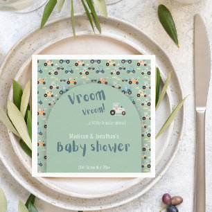 Baby shower little tractor ahead teal Paper Napkin