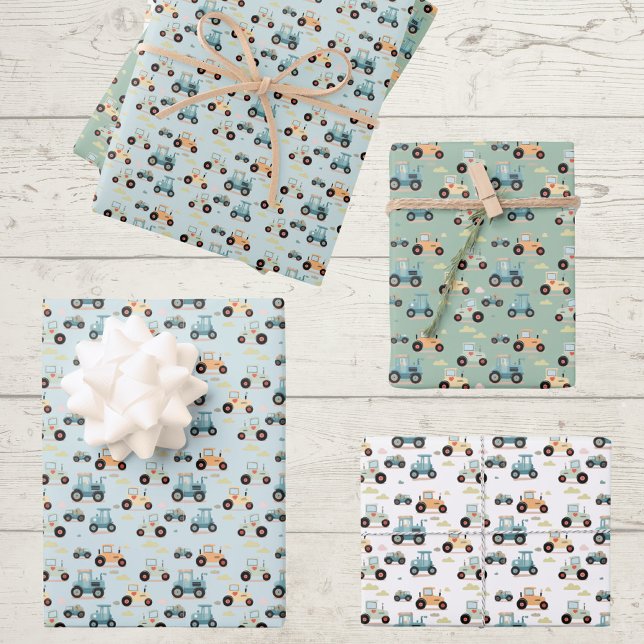 Baby shower little tractor pattern gift  wrapping paper sheet (Creator Uploaded)