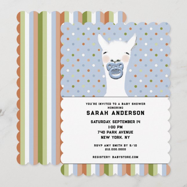 Baby Shower Llama Theme Invitation (Front/Back)