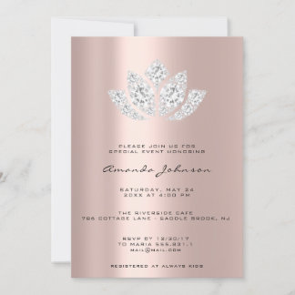 Baby Shower LotusGlitter Rose Gold Drips Boy Girl Invitation