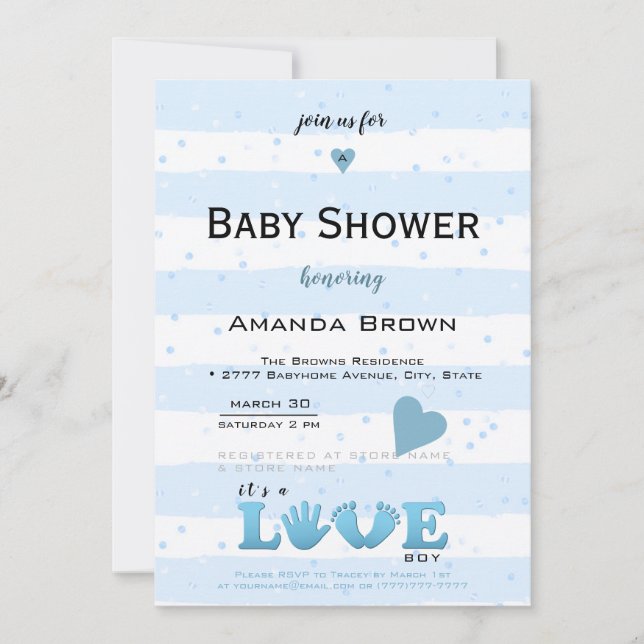 Baby Shower Love Baby Boy Invitation (Front)