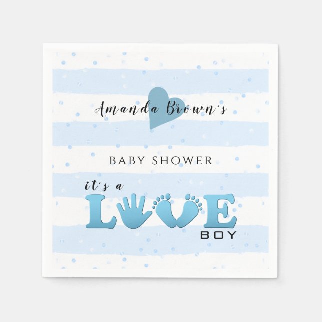 Baby Shower Love Baby Boy Napkin (Front)