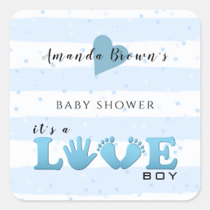 Baby Shower Love Baby Boy Square Sticker