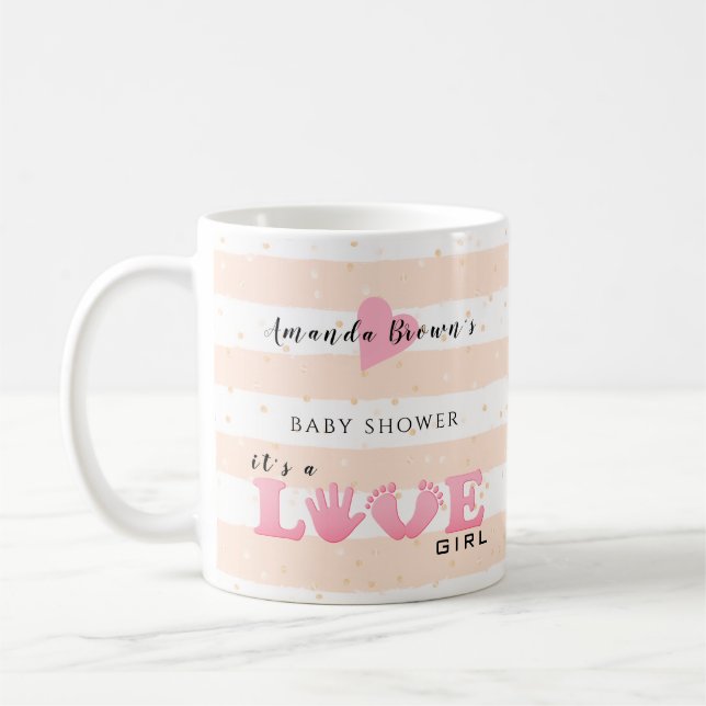 Baby Shower Love Baby Girl Coffee Mug (Left)