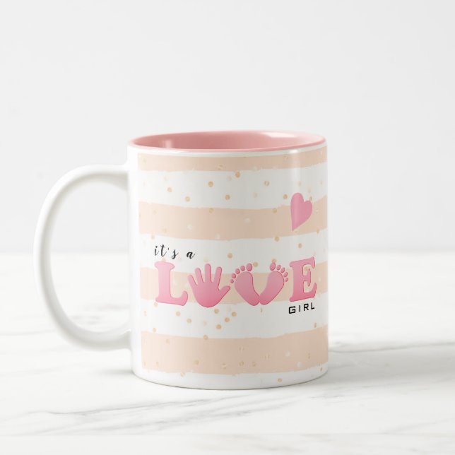 Baby Shower Love Baby Girl Two-Tone Coffee Mug (Left)