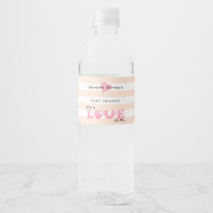 Baby Shower Love Baby Girl Water Bottle Label