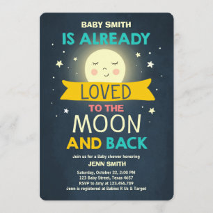 Baby Shower Love You to the Moon and Back Stars Invitation