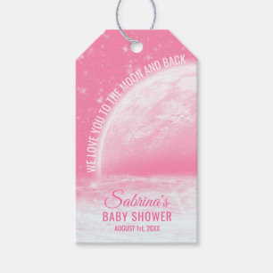 BABY SHOWER Love You To The Moon & Back Pink Girl Gift Tags