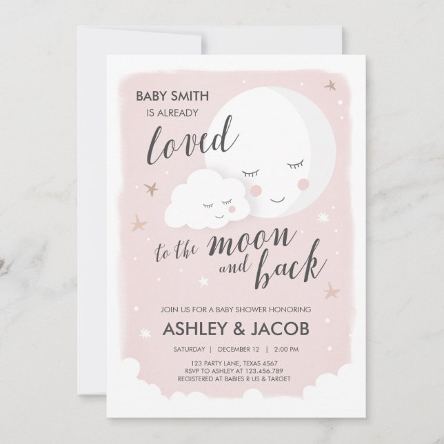 Baby Shower Loved to the Moon and Back Invitation (Front)