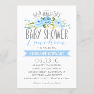 Baby Shower Luncheon Blue Baby Shower Invitation