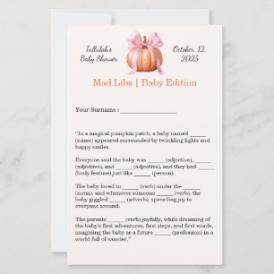 Baby Shower Mad Libs Fun Party Activity