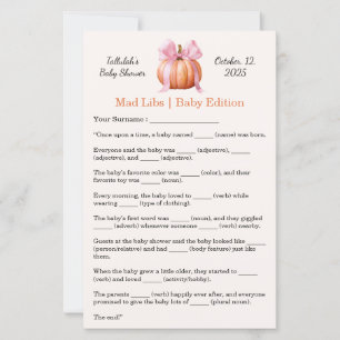 Baby Shower Mad Libs Fun Party Activity