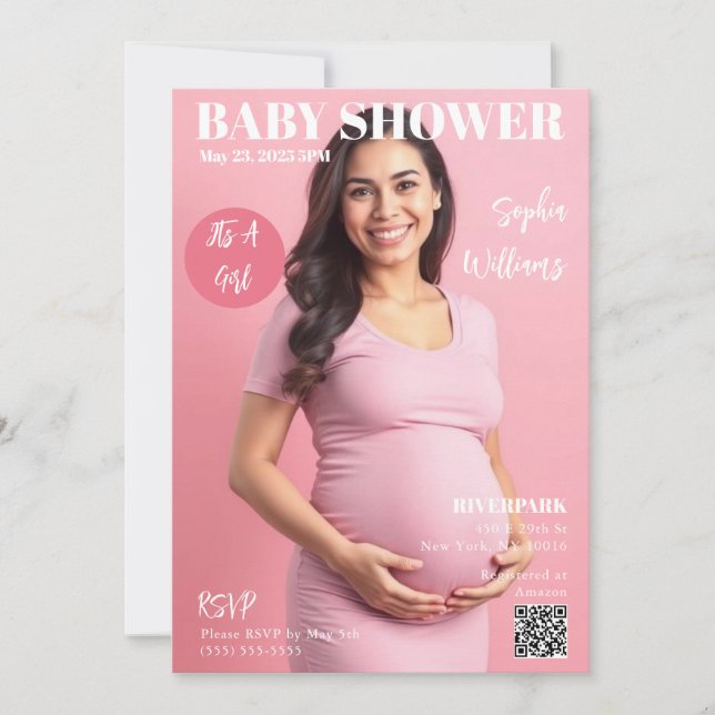 Baby Shower Magazine Cover Invitation (Front)