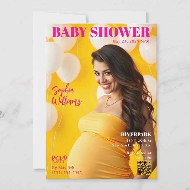 Baby Shower Magazine Cover Invitation (Front)
