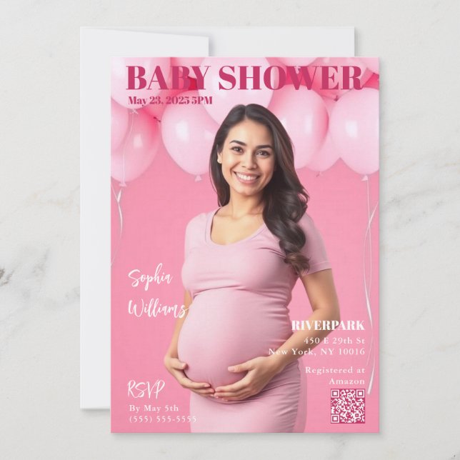 Baby Shower Magazine Cover Invitation (Front)