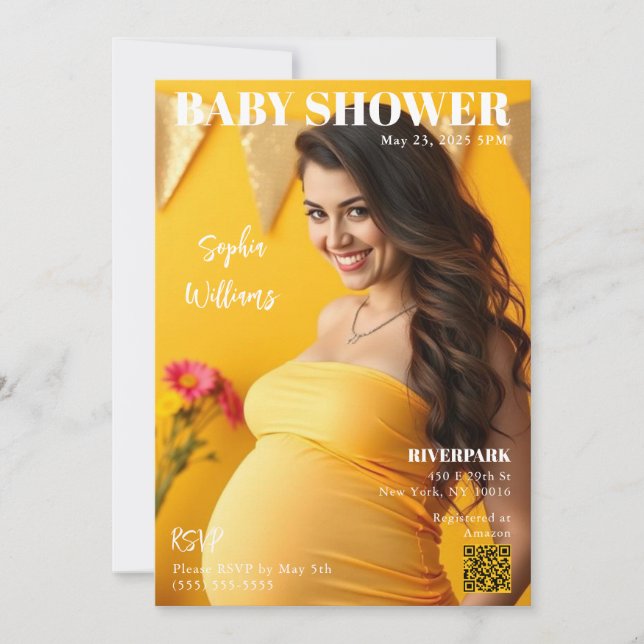 Baby Shower Magazine Cover Invitation (Front)