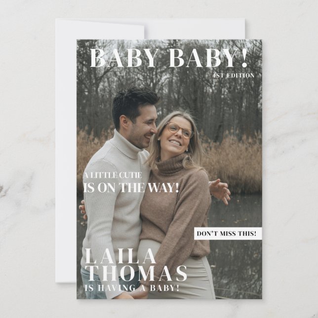 Baby Shower Magazine Cover Style Photos Modern Invitation (Front)