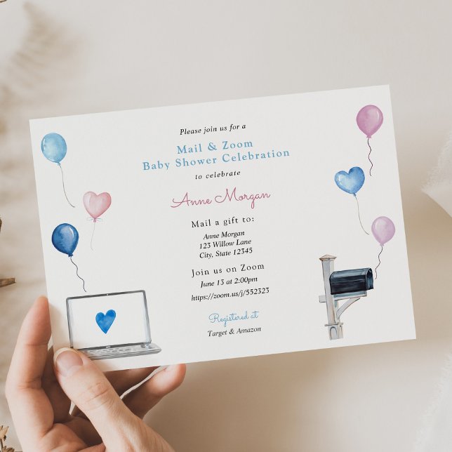 Baby Shower Mail and Zoom Baby Shower Celebration  Invitation (Creator Uploaded)
