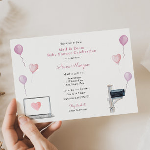 Baby Shower Mail and Zoom Baby Shower Celebration Invitation