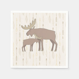 Baby Shower mama and baby moose napkins