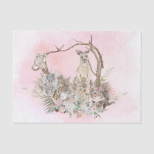 Baby Shower Mama Australian Animals pink Tissue Paper