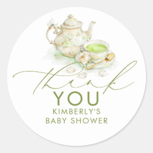 Baby Shower Matcha Tea Party Thank You Favours Classic Round Sticker