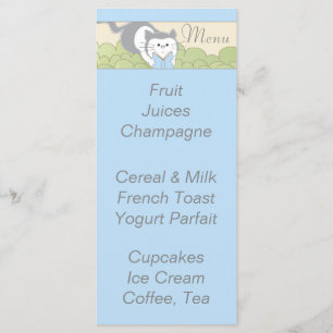 Baby Shower Menu "Blue Cat Library"