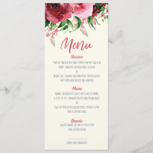 Baby Shower Menu Card Floral