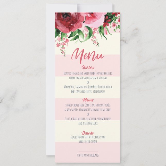 Baby Shower Menu Card Floral (Front)