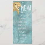 Baby Shower Menu "Gold Baby Dolphin"<br><div class="desc">Baby Shower Food Menu "Gold Baby Dolphin" Sweet gold, baby dolphin with painted background of golds, oranges and blues. Personalise this 2 sided, baby shower food menu. Simply delete text on both sides of menu card and replace with your own words. Choose your favourite font style, colour, and size. Dolphin...</div>