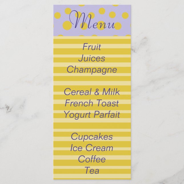 Baby Shower Menu "Gold Feet" (Front)