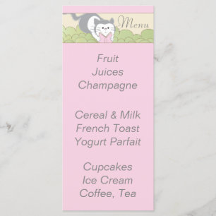 Baby Shower Menu "Pink Cat Library"