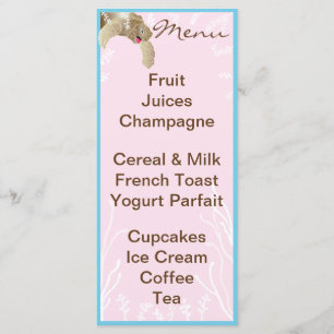 Baby Shower Menu "Pink Turtle"