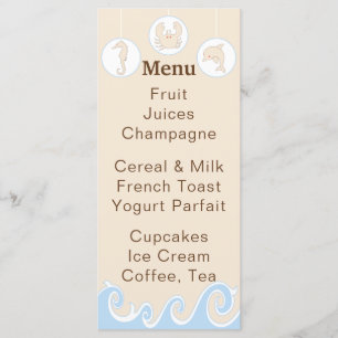 Baby Shower Menu "Under the Sea Mobile"