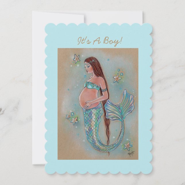 Baby shower mermaid invitations by Renee Lavoie (Front)